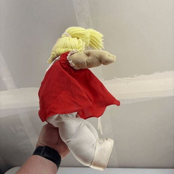 Vintage 80s Cabbage Patch Kid Blonde Blue Eyes Buck Teeth Dimples Red Outfit - Picture 5 of 11